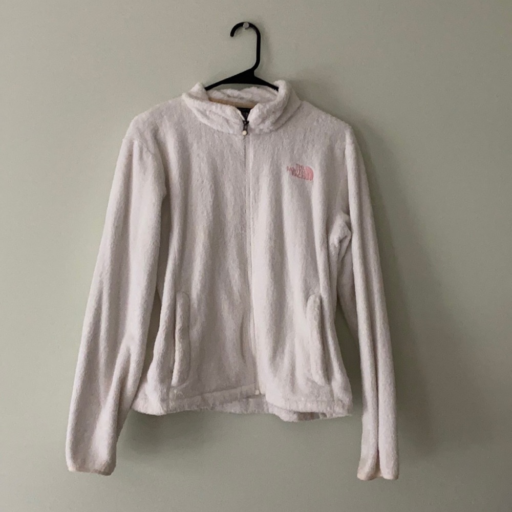 NORTHFACE white fuzzy jacket
